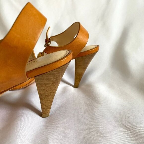 COACH GENESIS CAMEL BROWN LEATHER T-STRAPS SANDALS - 7B - Picture 9 of 10